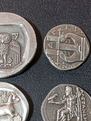 Ασημένια νομίσματα μεταχειρισμένα, πακέτο 14, ασήμι 925, αντίγραφα αρχαίων