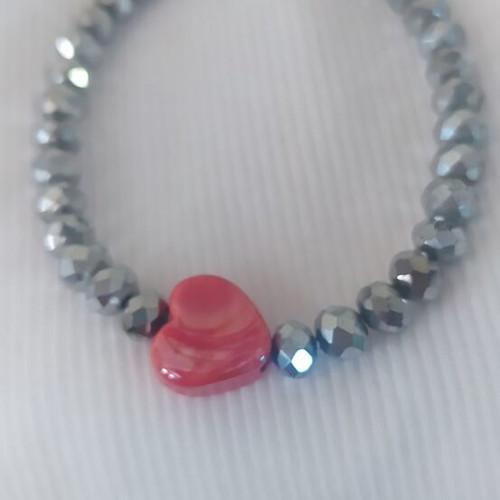 Handmade bracelet with crystals and ceramic heart new