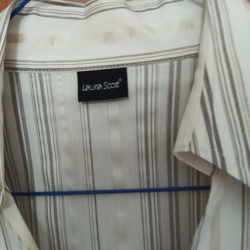 Laura Scott striped wrap shirt white beige new