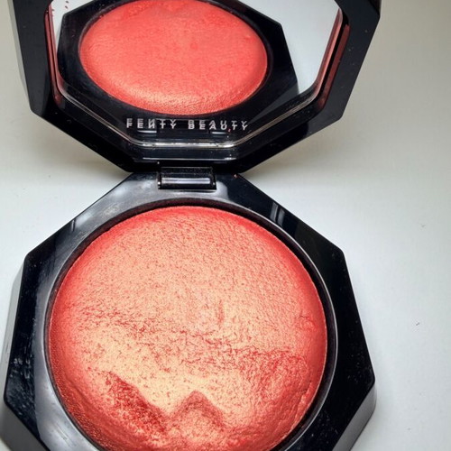 Fenty Beauty blush highlighter used, peach coral orange shimmer