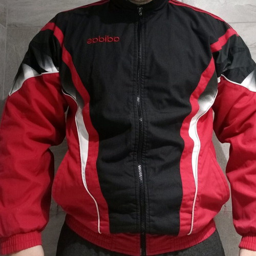 Adidas vintage track jacket used, red and black 90s design
