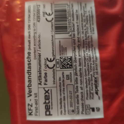 Car First Aid Kit with Certification, New Legislation Valid Until 27/2/2031