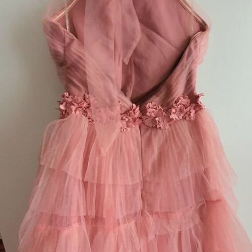 Long dress new, pink powder color, backless, size S
