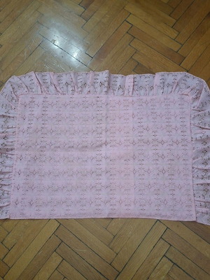Lace decorative set for single bed, pink with daisy pattern