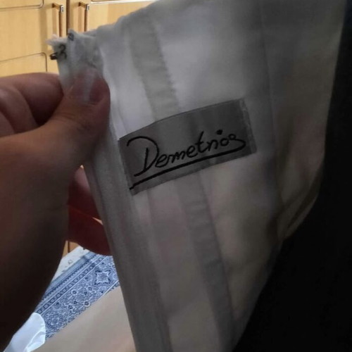 Demetrios wedding dress new, size small, white with long train
