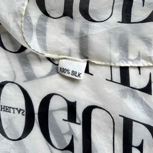 Vogue Hellas silk scarf new, black letters on white background