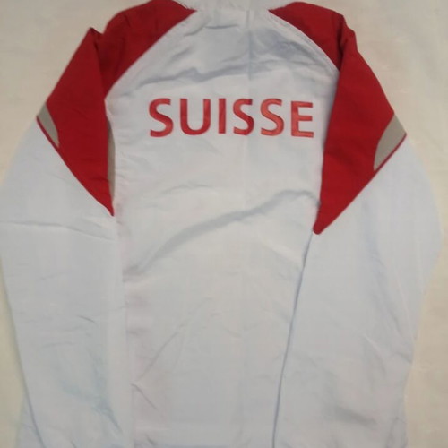 Asics zipper used, size small, white and red