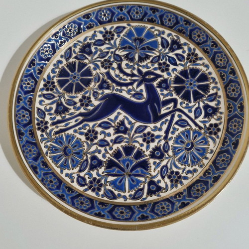 Ceramic plate G. Parperis used, handmade, diameter 24cm