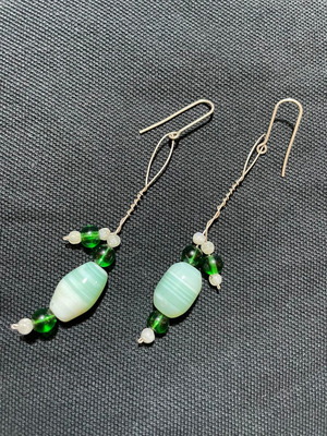 Silver earrings with semi-precious stone new