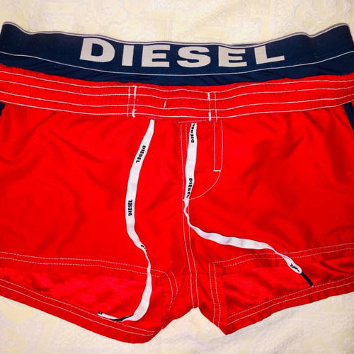 Diesel swim shorts like new, red, quick-dry fabric with bandage