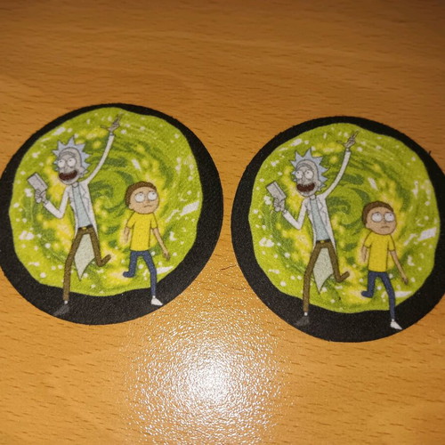 Rick and Morty set of 2 coasters for glasses and cup holder, new