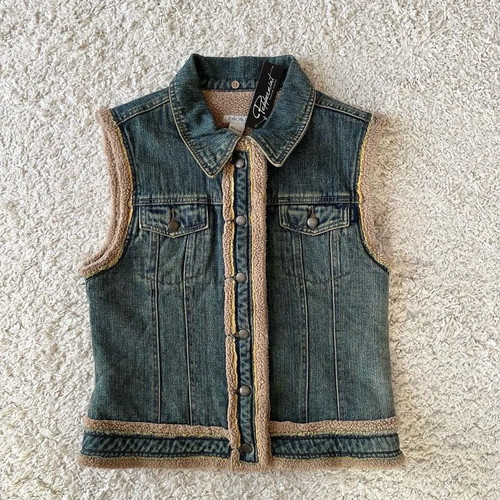 Denim vest with fleece lining new, size M
