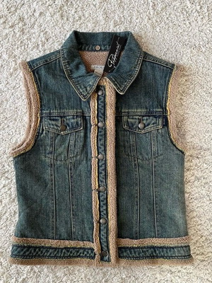 Denim vest with fleece lining new, size M