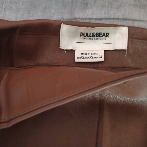 Mini skirt Pull & Bear brown with leather texture like new