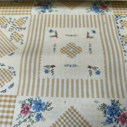 Canvas fabric printed with geometric and floral patterns, new