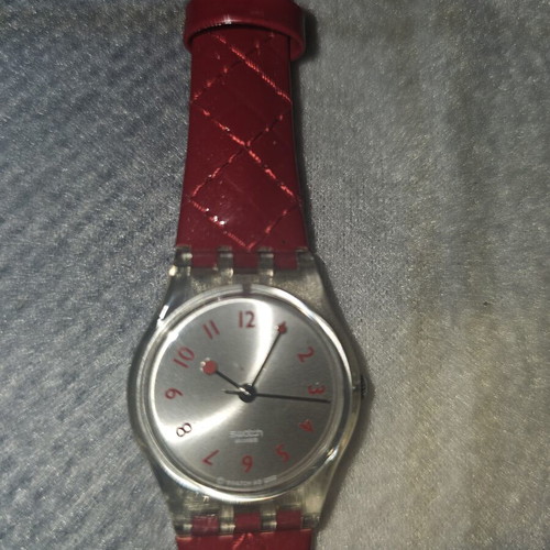 Swatch Strawberry Jam 2003-4 women's watch used, red leather strap