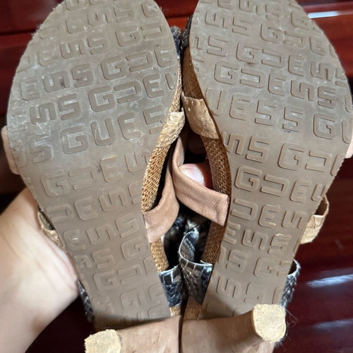 Guess sandals size 37 like new, brown with wooden heels
