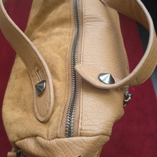 Tan Suede Shoulder Bag with Studs Like New