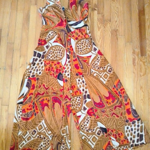 Boho Indian zip culotte viscose jumpsuit new, brown and orange