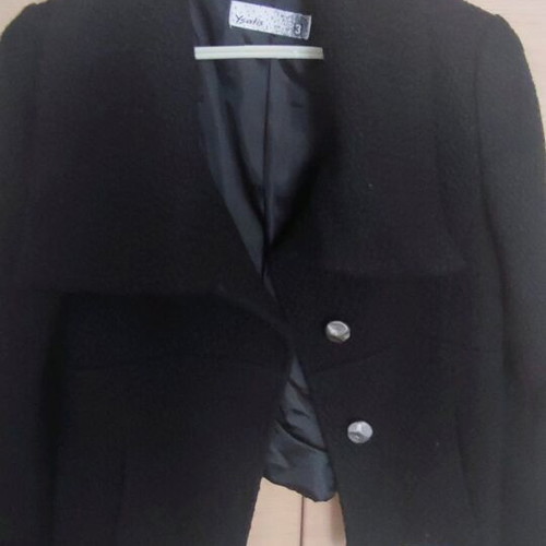 Bouclé jacket like new, S/M, with silver buttons, black