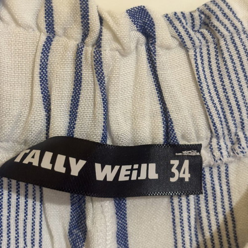 Wide White Pants with Blue Stripes like new, size XS