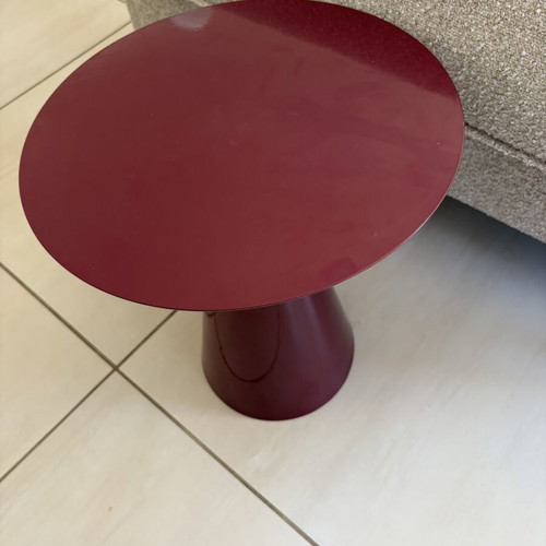 Metal round side table, bordeaux, 35cm diameter, 39cm height