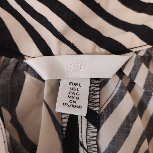 H&M dress with black and white leaf print, size L