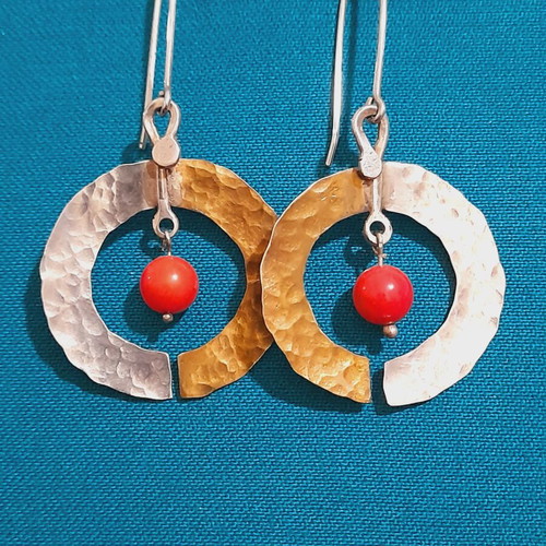Handmade earrings silver 925, bronze, coral new