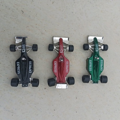 Plastic formula toy cars used, set of 3, 2000s decade