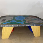 Children's play table with train track used
