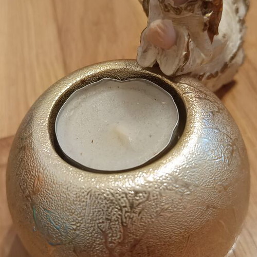 Angel Candle Holder in Gold Shades like new handmade