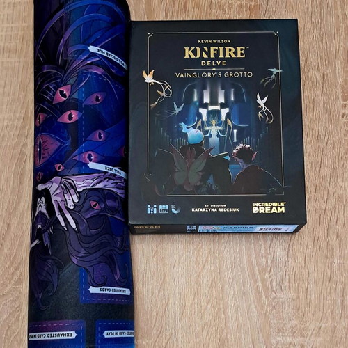 Kinfire Delve board game with playmat, like new