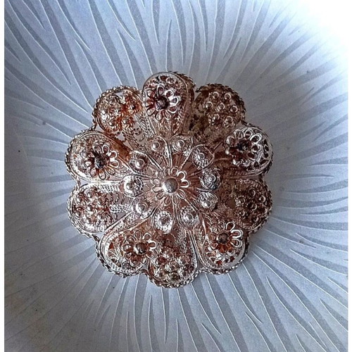 Silver Gianniotiki brooch used, large, old, 925 silver