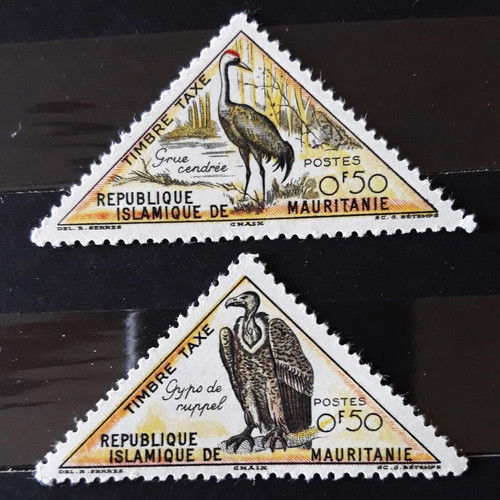 Mauritania 1963 Stamp Fiscal Timbre Tax triangle pair birds new