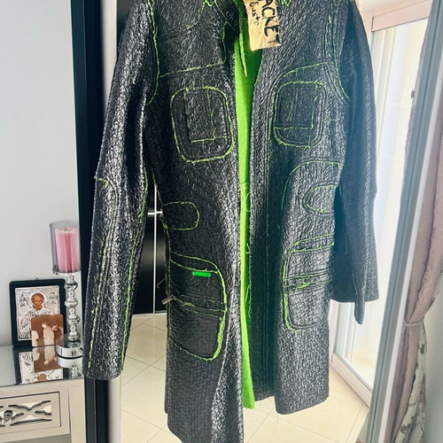 Custo Barcelona vinyl coat size M new, black and green