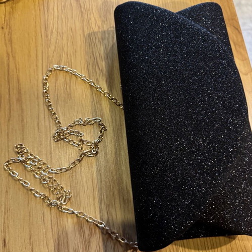 Shoulder bag used black with gold glitter evening