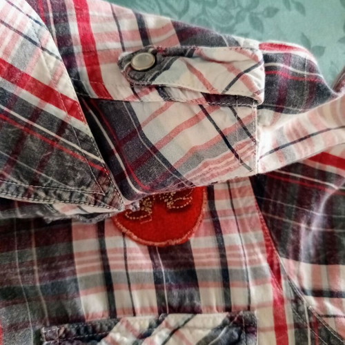 Tramontana women's plaid shirt size L used with embroidered details and waist strap