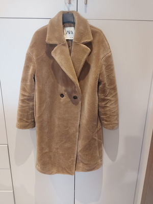 Γυναικείο παλτό από οικολογική γούνα Zara, καφέ, μέγεθος M