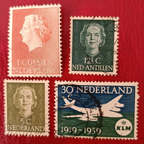 Netherlands stamps used, pack of 4, 1950s