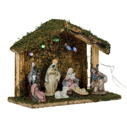 Christmas nativity set new with 5 LED lights and 7 figures