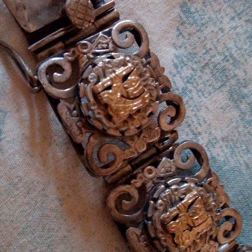 Vintage Mexican Sterling Silver 925 & 18K Gold Bracelet like new