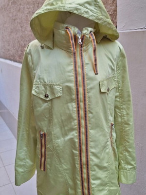 Mia Lightweight Mid Season Jacket New, Size L, Green with Colorful Details