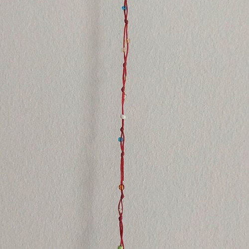 Handmade anklet with multicolored beads, red
