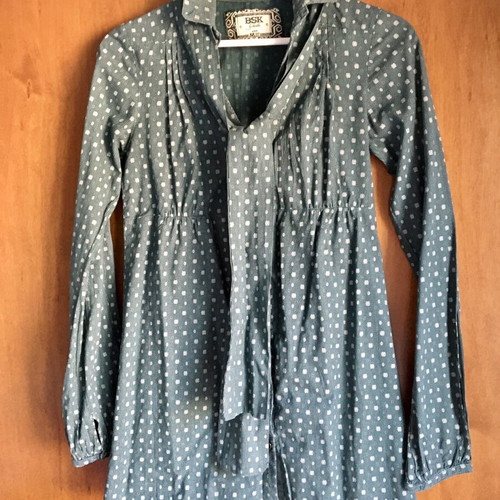 Bershka women's shirt with tie, dark green, size S