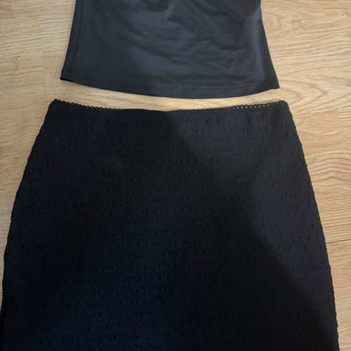 Shein black skirt and Terranova black top set