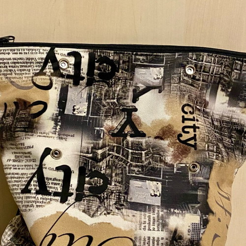 Backpack fabric new, black and beige, shoulder bag