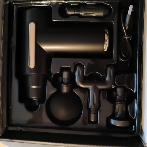 Portable deep tissue massage gun, grey