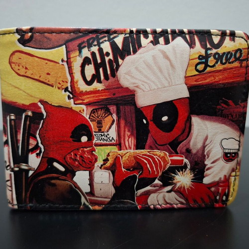 Deadpool wallet used, black multicolor