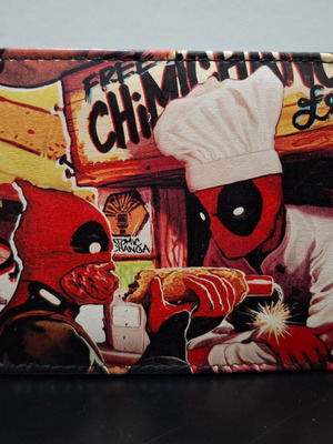 Deadpool wallet used, black multicolor