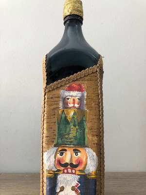 Handmade Christmas bottle with nutcracker new